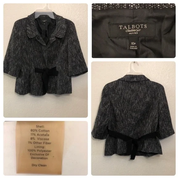 TALBOTS Petites Charcoal Tweed Jacket Blazer/Preowned - Picture 9 of 17